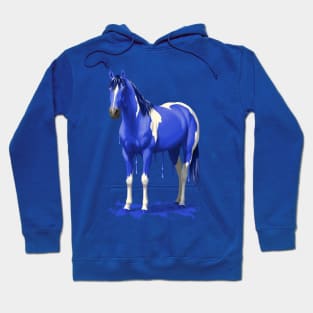 Bright Royal Blue Pinto Wet Paint Horse Hoodie